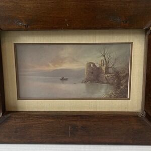 The Sea Of Galilee 1982 Ben Hampton Lithograph Print 11x15 Vintage Wooden Frame
